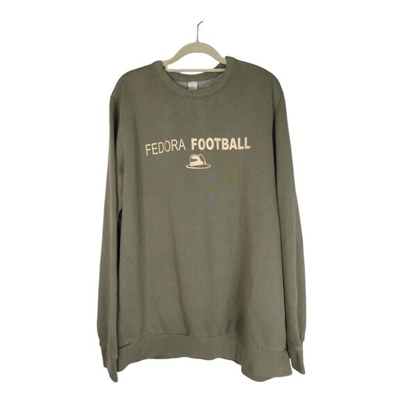 Fedora Football Olive Green Heavy Side Flex Fleece Sweatshirt Men’s XL - Picture 3 of 11